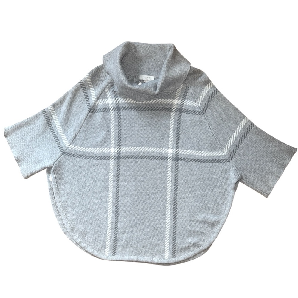 Loft Outlet Plaid Pullover‎ Poncho Sweater size XS/S NWT - Picture 3 of 6